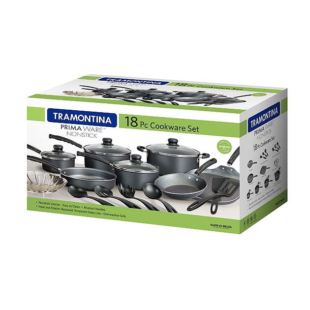 Tramontina Primaware 18 Piece Non-stick Cookware Set, Steel Gray Doba